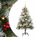 vidaXL Umelý vianočný stromček Zelená a biela 120 cm PVC, kov a plast