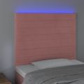 vidaXL Čelo postele s LED ružové 100x5x118/128 cm zamat