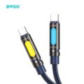 BWOO 240W Type C na Type C dátový preplétaný kábel s RGB osvetlením Čierny X325C-C