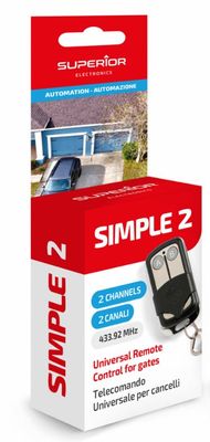 Univerzálny ovládač SUPERIOR Simple 2 pre vráta garáže, 433.92MHz, 4 kanálový Univerzálny ovládač SUPERIOR Simple 2 pre vráta garáže, 433.92MHz, 4 kanálový
