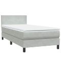 vidaXL Posteľný rám boxsping s matracom bledosivý 90x220 cm zamat