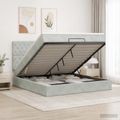 vidaXL Ottoman posteľ s matracom a LED Svetlosivá 140 x 190 cm Zamat