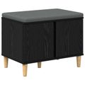 vidaXL Predsieňová lavica s vankúšom Čierny Dub 60 x 38 x 46 cm