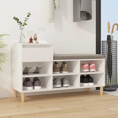vidaXL Botník biely 102x36x60 cm spracované drevo