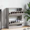 vidaXL Botník betónovo sivý 63x24x81 cm spracované drevo