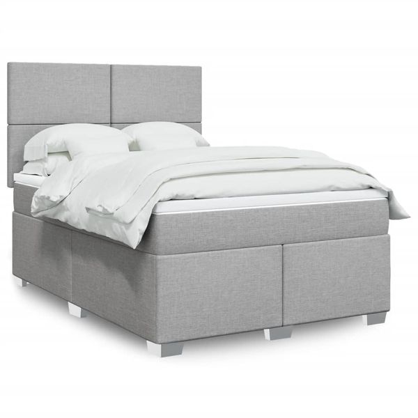 vidaXL Boxspring posteľ s matracom bledosivý 140x190 cm látka