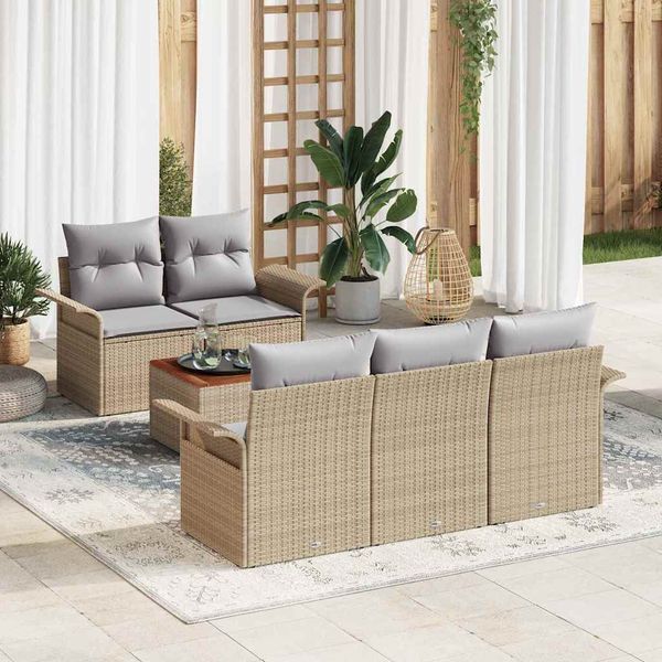 vidaXL Súprava záhradných pohoviek 6 pcs Beige a svetlo šedá polyratan