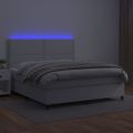 vidaXL Boxspring posteľ s matracom a LED biela 160x200 cm umelá koža