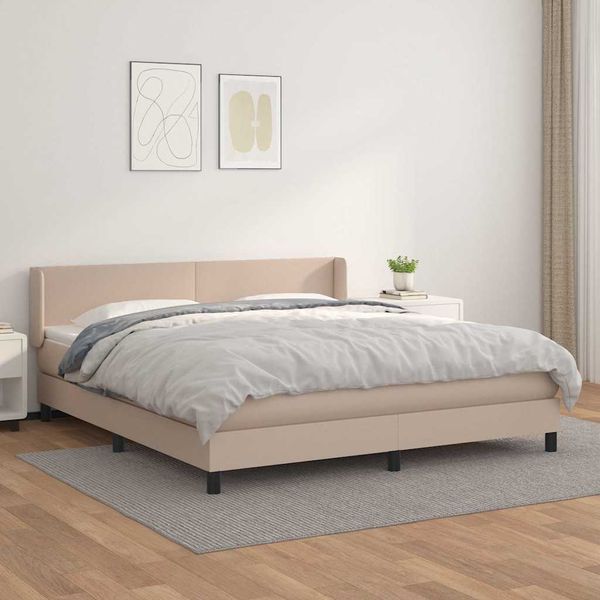 vidaXL Boxspring posteľ s matracom kapučínová 160x200 cm umelá koža
