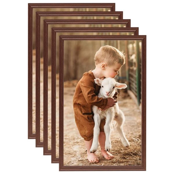 vidaXL Fotorámiky na stôl, koláž 5 ks, hnedé 28x35 cm, MDF