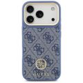 Puzdro Guess 4G Strass Logo & Big Strap Metal Buttons MagSafe pre iPhone 17 Pro modré
