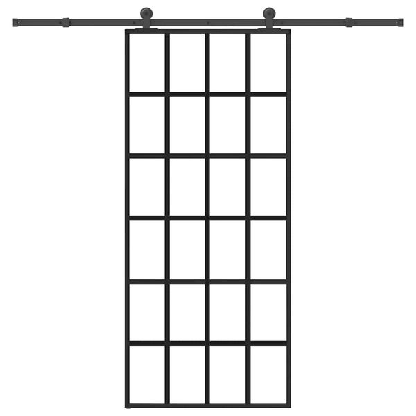 vidaXL Posuvné dvere s kovaním ESG sklo a hliník 90x205 cm