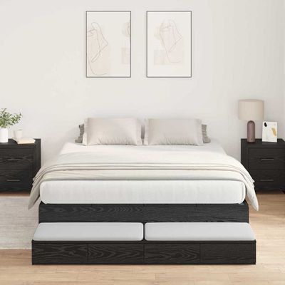 vidaXL Rám postele s úložným prostorem so zásuvkou Čierny dub 160 cm