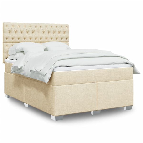 vidaXL Boxspring posteľ s matracom krémový 140x190 cm látka