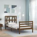 vidaXL Posteľný rám s čelom medovohnedý 90x200 cm masívne drevo