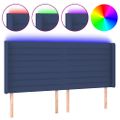 vidaXL Čelo postele s LED modré 163x16x118/128 cm látka