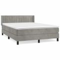 vidaXL Posteľný rám boxsping s matracom bledosivý 140x200 cm zamat