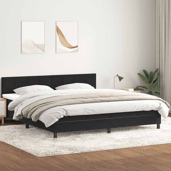 vidaXL Box Spring Posteľ s matracom Čierna 200x220 cm Zamat