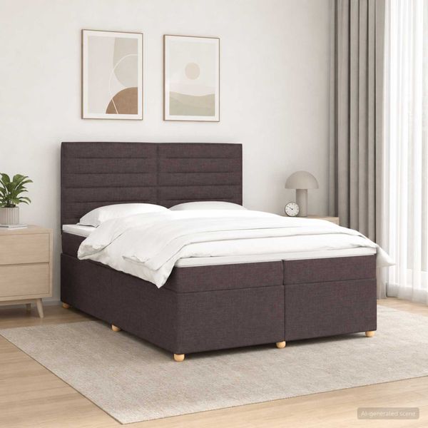 vidaXL Posteľ boxspring s matracom Tmavohnedá 200 x 200 cm Látka