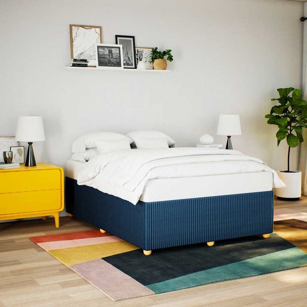 vidaXL Posteľ bez matraca modrá 140x190 cm látka