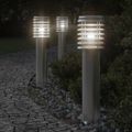 vidaXL Vonkajšie stojace lampy zásuvka 3 ks strieborné 60cm nehr. oceľ