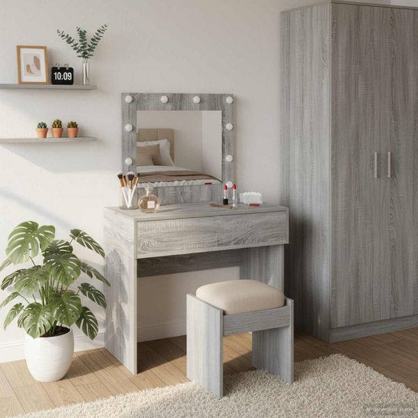 vidaXL Toaletný stolík Sivá 83 x 40 x 70 cm Kompozitné drevo