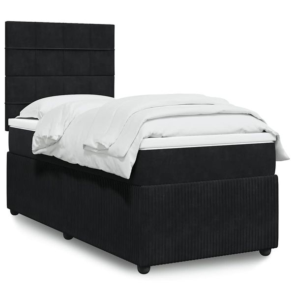 vidaXL Posteľný rám boxspring s matracom čierny 90x200 cm zamat