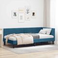 vidaXL Rohový rám postele s čelnou doskou Modrá 100 cm x 200 cm Zamat