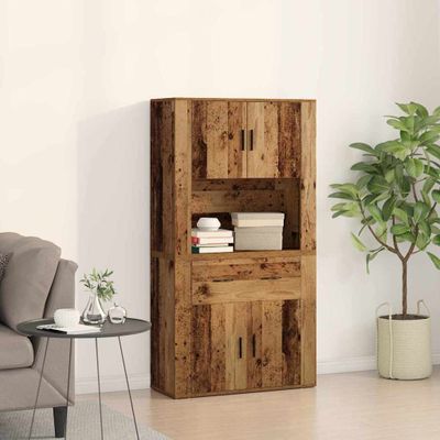 vidaXL Highboard Staré drevo 80 x 33 x 150 cm Kompozitné drevo