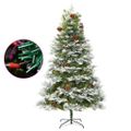 vidaXL Osvetlený vianočný stromček so šiškami, zelený 225 cm, PVC a PE