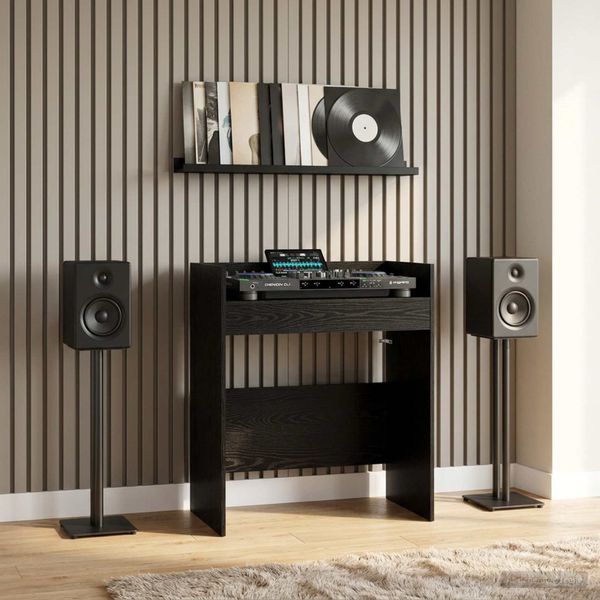 vidaXL DJ stôl Čierny dub 102 x 45 x 102 cm Kompozitné drevo