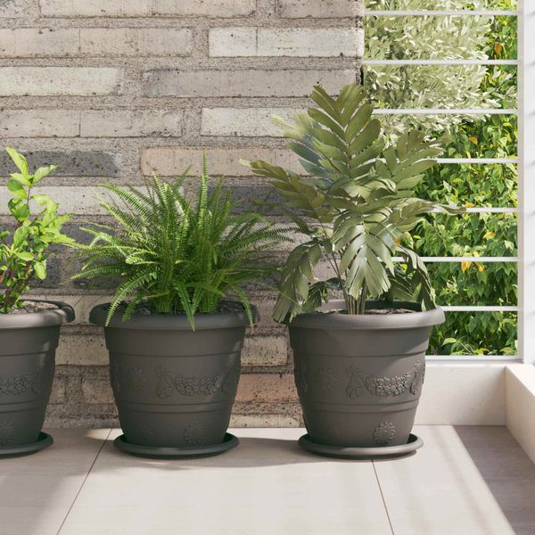 vidaXL Kvetináče 6 pcs Čierna Ø 26 x 21.5 cm Plast