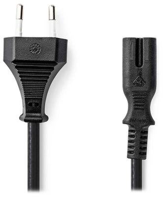 Nedis CEGL11042BK20 - Napájací kábel | Euro zástrčka – IEC-320-C7 | 2 m | kruhový | Čierna Kábel, napájací, zástrčka Euro na IEC-320-C7, dvojlinka, priamy, 2m, čierna