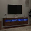 vidaXL TV nástenné skrinky s LED svetlami 2 ks hnedý dub 80x30x40 cm