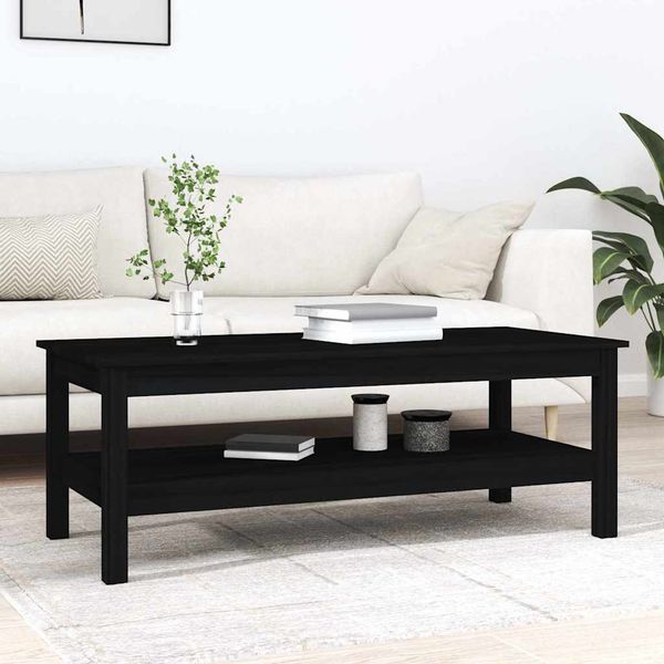 vidaXL Konferenčný stolík čierny 110x50x40 cm borovicový masív