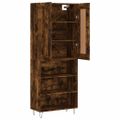 vidaXL Vysoká skrinka dymový dub 69,5x34x180 cm spracované drevo
