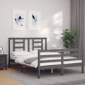 vidaXL Rám postele s čelom sivý 140x190 cm masívne drevo