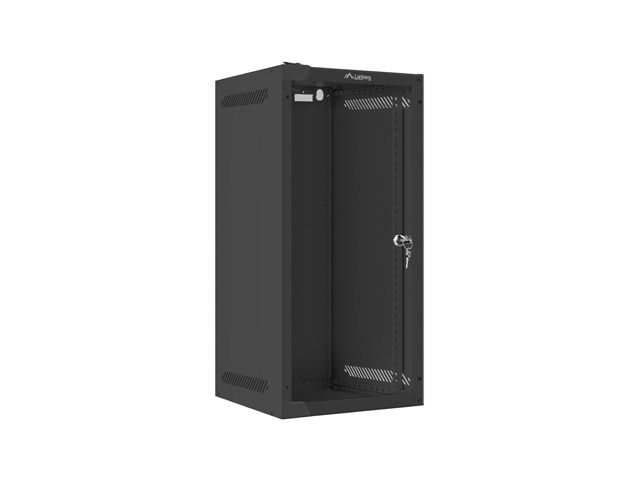 LANBERG RACKOVÁ SKRIŇA 10'' NÁSTENNÁ 12U/280X310 (FLAT PACK) S PRESKLENÝMI DVERMI ČIERNA