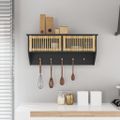 vidaXL Nástenná skriňa s háčikmi čierna 80x24x35,5 cm kompozitné drevo