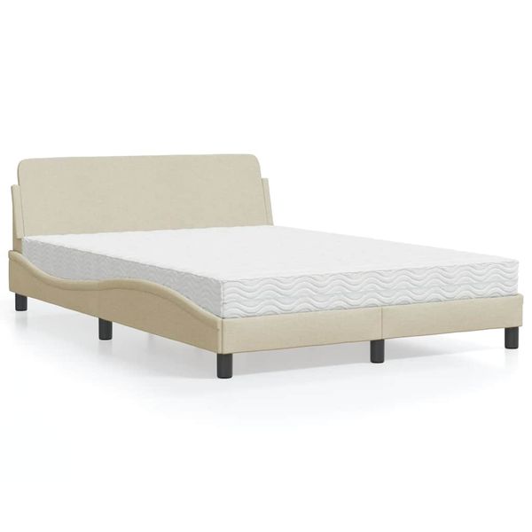 vidaXL Posteľ s matracom Dover krémová 120x200 cm látka