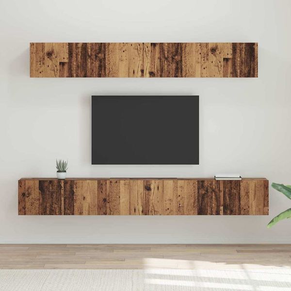vidaXL Zostava TV skriniek Nástenný 5 pcs Staré drevo Kompozitné drevo