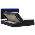 vidaXL LED úložná posteľ s matracom Čierna 200 x 200 cm Zamat