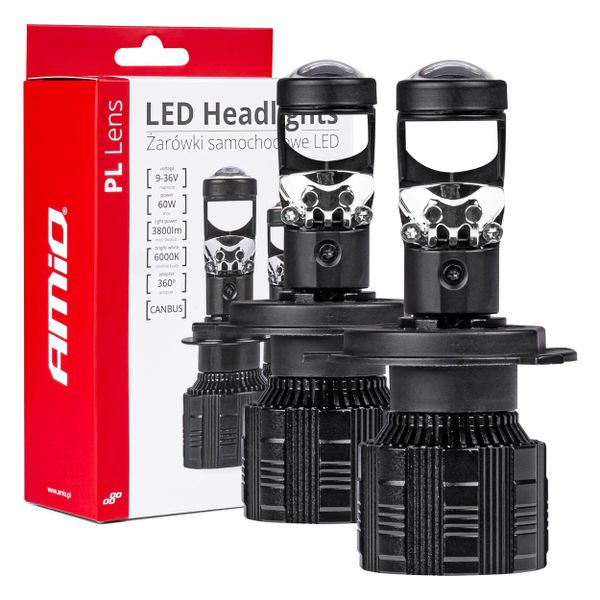 LED žiarovky hlavného osvetlenia PL Lens Séria H4 AMiO-03667