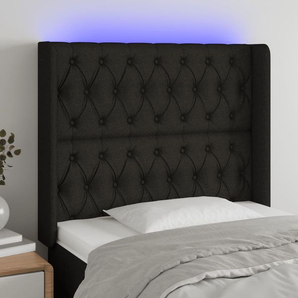vidaXL Čelo postele s LED čierne 93x16x118/128 cm látka