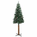 vidaXL Úzky vianočný stromček, pravé drevo a biely sneh, zelený 150 cm