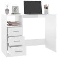 vidaXL Stolík so zásuvkami lesklý biely 102x50x76 cm spracované drevo