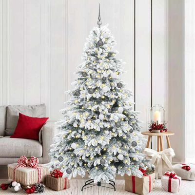 vidaXL Umelý vianočný stromček s 300 LED-i Biela 210 cm PE a PVC
