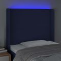 vidaXL Čelo postele s LED modré 83x16x118/128 cm látka