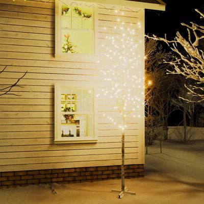 vidaXL LED strom s dizajnom bielej brezy 672 teplých bielych LED 400cm