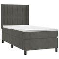 vidaXL Posteľný rám boxspring s matracom tmavosivý 90x200 cm zamat